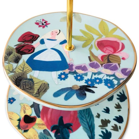 Disney Alice in Wonderland by Mary Blair Floral Teatime 2-Tiered Serving Tray - Picture 6 of 6